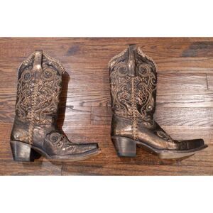 Corral Leather Laced Western Brown Women's cowboy cowgirl Boots R1217 Sz 6 1/2M